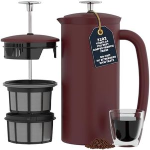 ESPRO P7 French Press Coffee Maker - Double-Walled Stainless Steel Insulated with Micro-Filter, 32 Ounces, Cranberry
