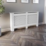 DuraTherm® Radiator Cover White Painted Traditional Cross Slat Shelves MDF Cabinet Shelf for Radiators, Living Rooms, Bedrooms, Extra Large (H: 172cm / W: 81.5cm / D: 19cm)