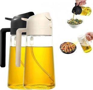 RYIOYK Kitchen Cooking Oil Dispenser - Kitchen 2-in-1 Olive Oil Spray Bottle, Beige Black 2-Pack, 17 oz - For Air Fryers, Salads, Baking, Grilling, Food Grade Sprayer