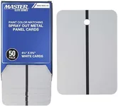 Master Elite Paint Color Matching Spray Out Metal Panel Cards (Pack of 50, White) - Black Strip for Coating Coverage Test, Sheen, Metallic Flow - Check Color Match Accuracy - Automotive Refinishing