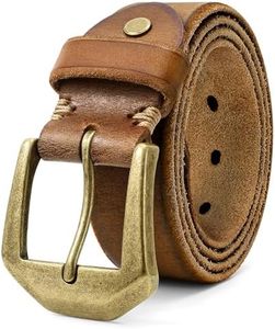 OZNDAS Genuine Brown Leather Belt for Men Women Handmade Heavy-Duty Work Belt Leather Men's Belts | Jeans/Casual/Christmas Gifts