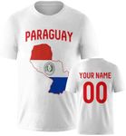 Generic Custom Paraguay Soccer Shirts for Men Women Youth Personalized Name Number Team Apparel Fans Gift, Small-5X-Large