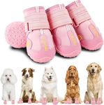 Hcpet Dog Shoes, Dog Boots for Small Dogs, Breathable Medium Dog Booties Paw Protector for Summer Hot Pavement, Winter Snowy Day, Outdoor Walking, Indoor Hardfloors Anti Slip Sole Pink Size 3