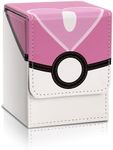 Collectible Trading Card Cases, Card Deck Box Storage Box Case Magnetic Deck Box Card Holder ，Can hold around 100 cards(Pink-white)