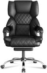 naspaluro Leather Office Chair with Foot Rest, 400LBS Big and Tall Chair Heavy Duty Design, 90-135°Reclining Executive Ergonomic Computer Desk Chair, PU Leather for Home Office Work Comfort, Black