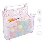 WERNNSAI Unicorn Bath Toy Organizer - Bath Toy Net for Baby Soft Mesh Toy Holder for Bathtub Large Capacity Pink Multiple Use Toy Bag with 2 Side Pockets for Kids Toddlers Girls Bathtub Bathroom