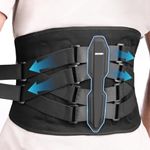 Sioven Back Support Belt for Men Women, Back Brace for Lower Back Pain Relief, Adjustable Lumbar Support With 5 Support Modules Ideal For Hernated Disc, Sciatica, Heavy Lifting (Black, L)