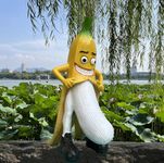 Tellme Banana Man Garden Statues, Whimsical Resin Gnomes Sculpture, Unique Fall Winter Outdoor Decor, Cool Banana Decorations for Yard, Lawn, Patio, Office, Home, Funny Inappropriate Weird Gifts.