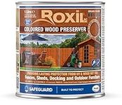 Roxil Wood Stain Preserver (Autumn Gold,1 Litre) - Fast-Drying Satin Finish for Decking, Fence, Shed, Furniture. 5 Year Waterproofing Protection for Indoor & Outdoor