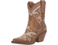 Dingo Women's Primrose Embroidered Floral Snip Toe Cowboy Booties Fashion Boot, Brown, 8