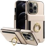 S. Dawezo Compatible with iPhone 12 Pro Max Wallet Case with Card Holder,360° Rotation Ring Holder Stand Case,RFID Blocking Drop Protection with Magnetic Snap Case for iPhone 12 Pro Max-Beige