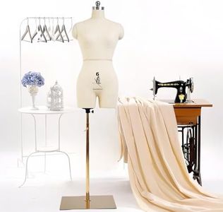lavandeform Female Sewing Mannequin Size 6, Professional Dress Form for Tailor Design and Display, Foam Body for Pinning, Height Adjustable Torso with Stable Metal Base.(Without Arms Beige, 6)