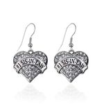 Inspired Silver - #1 Sis-In-Law Charm Earrings for Women - Silver Pave Heart Charm French Hook Drop Earrings with Cubic Zirconia Jewelry