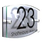 MODERN HOUSE SIGN PLAQUE DOOR NUMBER STREET GLASS EFFECT ACRYLIC ALUMINIUM NAME