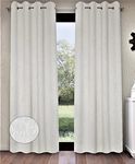 Home Sizzler 2 Pieces 100% Blackout Textured Eyelet Polyester Window Curtains - 5 Feet, Cream