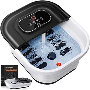 Kalafun Collapsible Foot Spa Bath Massager, Pedicure Foot Bath Spa with Heat Bubbles and Massage and Jets, 95℉-118℉ Heated Foot Soak Tub Feet Soaker with 8 Massaging Rollers, Black