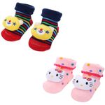 MumsLap Cotton Blend Baby Boys & Girls Ankle Length Socks (Set Of 2 Pairs) |Anti Slip|Booties Socks For Newborn Baby To 12 Months Toddlers|Infant|Kids (Disney & Catty, 0-12 Months, Multicolor)