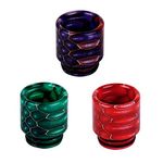 WOLFTEETH 3 Pack Resin 810 Drip Tip Mouthpieces for Electronic Cigarette Vape Tank Vaping Devices | Nicotine Free/Red Purple Green 123502