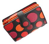 VISCONTI Polka Collection Saturn Ladies Leather Purse with Tab Closure RFID Blocking P1 Very Berry