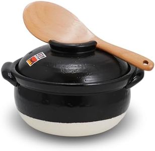 Banko-Yaki Fluffy Rice Pot, Earthenware Rice Cooker with inner lid Measuring Cup and Paddle, Traditional Japanese Donabe for Evenly Cooked Rice, Mixed Rice, and Porridge (2-Gou/Serves 2 to 3 people)