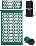 LifeGoods Acupressure Mat with Cushion - Acupuncture, Shakti, Acupressure, Acupressure Mat - Shaktimat - Acupressure Mat Set - Fakir Mat, Acupressure Mat+, Pranamat, Acupressure Mat Green/White