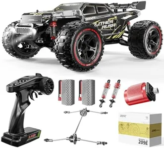 DEERC 209E 1:10 Fast Brushless RC Car for Adults & Boys, 60+ KMH High Speed 4WD Off-Road Remote Control Truck with 2 x 3S Batteries & Extra Swing Arms, Hobby Grade Racing Car, RC Crawler Gift
