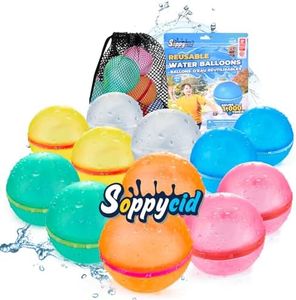 TIZIKCON Reusable Water Balloons with Mesh Bag, Latex-Free Silicone Quick Self-Sealing Water Splash Bomb for Kids Adults Water Game, Bath Toy, Pool Toy, Summer Party Supplies (12PCS)