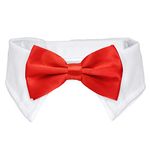 Dog Bow Tie for Extra Large Dogs, KOOLMOX Handcrafted Adjustable Cotton Formal Pet Bowtie Collar with Red Bow for Dogs & Cats, Pets Wedding Grooming Costumes, Fit Pet Neck Size Approx. 16.5''-22''