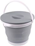 Ahyuan Collapsible Water Bucket with Locking Lid Multifunction Foldable Round Tub Water Pot Portable Water Pail Space Saving Water Container for RV, Camping, Marine, Outdoor Activities and Home (Gray)