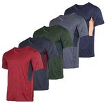 5 Pack:Men's V Neck Quick Dry Fit Short Sleeve Active Wear Training Athletic Essentials T-Shirt - Top-Set 4,S