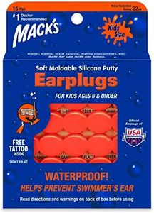 Mack's Soft Moldable Silicone Putty Ear Plugs – Kids Size, 15 Pair – Comfortable Small Earplugs for Swimming, Bathing, Travel, Loud Events and Flying
