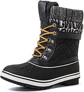 GLOBALWIN Women's Waterproof Winter Boots Snow Boots For Women, 1910 Black/Prints, 7.5