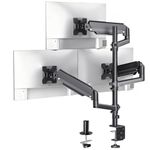 WALI Triple Monitor Mount for 17-32 Inch Screens, Full Adjustable 3 Monitors Desk Mount with Clamp & Grommet Base, Gas Spring Monitor Arm, up to 19.8lbs Each, VESA 75x75 100x100 mm (GSDM003XL), Black