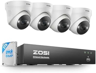 ZOSI 4K POE Security Camera System Outdoor, 4PCS 4K Spotlight Wired Cameras for Home Security, Person Vehicle Detection, Color Night Vision, 8 Ports 16CH 8MP NVR with 2TB HDD for 24/7 Recording