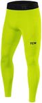 TCA Men's Pro Performance Compression Leggings Thermal Baselayer Tights - Lime Punch, XX-Large