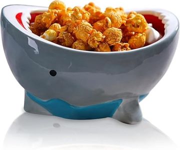 Sepnoic 40 oz Shark Attack Bowl Cute Candy Popcorn Serving Bowl Ceramic, 3D Cartoon Large Storage Bowls for Fruit Key Party Decoration Holiday Gifts, Blue Grey