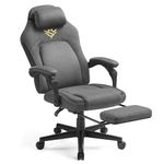 SONGMICS HOME Gaming Chair, Ergonomic Computer Chair with Footrest, Video Game Chair with Headrest, Cotton-Linen Fabric, Adjustable Height, Dove Grey OBG072G02