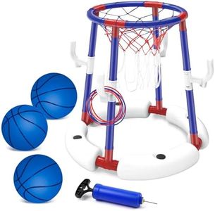Pool Basketball Hoop for Swimming Pool, Floating Basketball Hoop Pool Game with 3 Basketballs, Summer Pool Floating Toy for Adults Family Teens