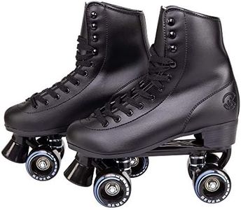 C SEVEN C7skates Quad Roller Skates | Retro Design (Black, Women's 9 / Men's 8)