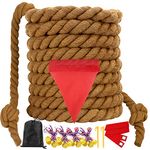 WYRJXYB Field Day Tug a War Rope Games 60FT for Kids and Adult, Outdoor Outside Activities Carnival Easter Games for Kids Family Reunion Birthday Party Lawn Picnic Yard Games for Team Building, Brown