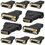 Cmple - [10 Pack] DVI-D Female to HDMI Female Adapter, High Speed HDMI Female to DVI Female Coupler, DVI-D