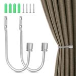 Curtain Holdbacks, Curtain Tiebacks Hooks, Heavy Duty Drapery Hooks for Drapes, Wall Mounted Curtain Tiebacks Holders for Home Decorative, Brushed Nickel, 2 Pack