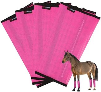 FOXLVDA Fly Boots for Horses Set of 4, Breathable Plastic Mesh Design, Horse Supplies for Reduce Stomping, Hoof Damage & Leg Fatigue (Rose Red, Large)