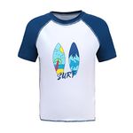 HowJoJo Boys Short Sleeve Rash Guard Shirt Swim Shirt UPF 50+ White 6T/Size 5-6