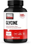 FORCE FACTOR Glycine to Promote Relaxation and Restful Sleep, Support Cognitive Function, Mood Balance, and Nerve Health, 100 Vegetable Capsules