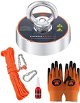 King Kong Magnetics 400 lbs Pulling Force Magnet Fishing Kit - 2.36 inch Strong Neodymium Fishing Magnets-Gloves, Nylon Rope, Thread Locker & Carabiners Included