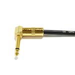 ExcelValley - 1 Piece - Right Angle Guitar Pedal Effect Mono Patch Cables Leads - 6.35mm 1/4" [Gold - Black | 30 cm - 11.81"]