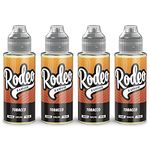 Rodeo Vape Liquid 4 x 100ml Tobacco Vape Juice E Liquid 70/30 Ecig Juice Cigarette Liquid Sub Ohm Juice Flavoured E Juice E Cigarette E-Liquid Nicotine Free Vape Short Fill