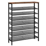 HOOBRO 8-Tier Shoe Rack, Large Capacity Shoe Shelf, Stable and Sturdy, Shoe Storage Organizer with Flat & Slant Adjustable Metal Shelves, for 28-35 Pairs of Shoes, Space Saver, Sturdy BF118XJ01