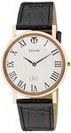 Titan Edge Quartz Analog White Dial Leather Strap Watch for Men-NS1595WL01